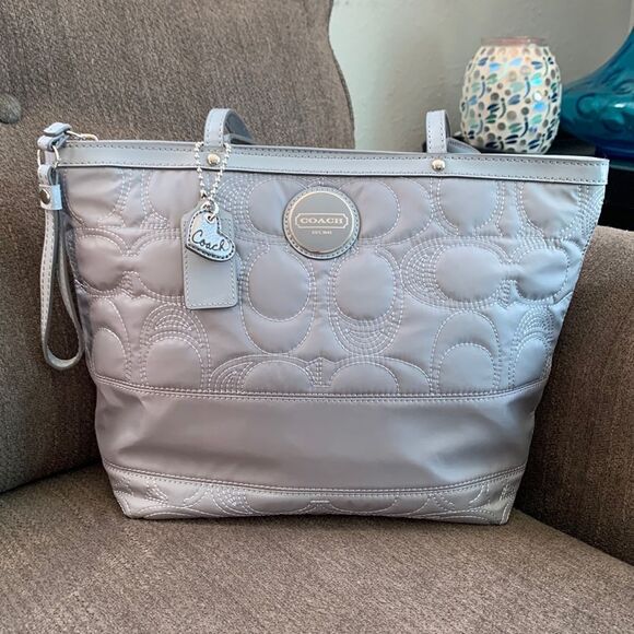 Coach Gray Quilted Tote Bag - Picture 1 of 11